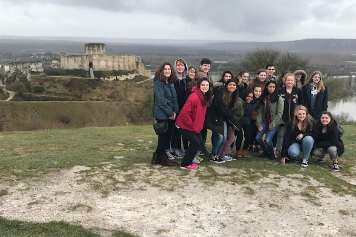 WA students visit le Chateau Gaillard ruins in Normandy in February 2018